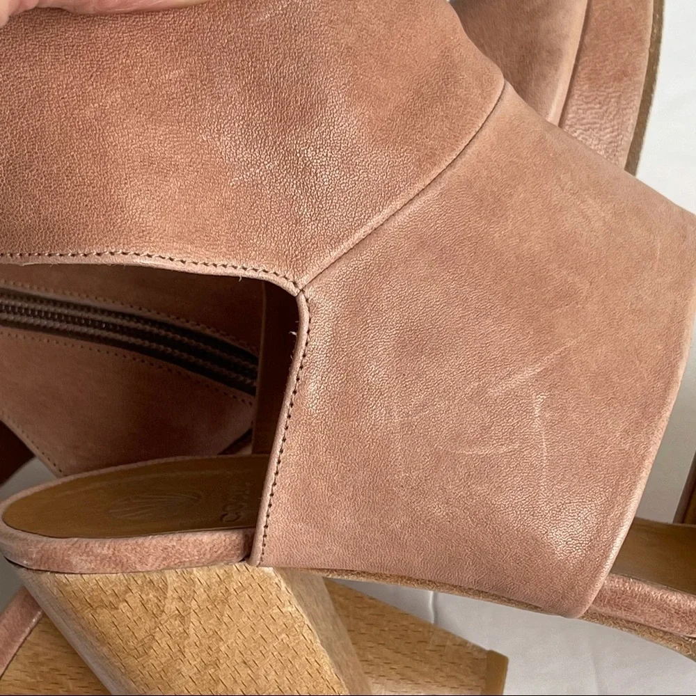 COCLICO Mauve Pink Suede Cutout Platform Sandal Heels